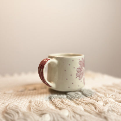 Handcrafted Maroon Floral Ceramic Mug