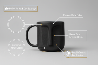 Handcrafted Matte Black Face Mug