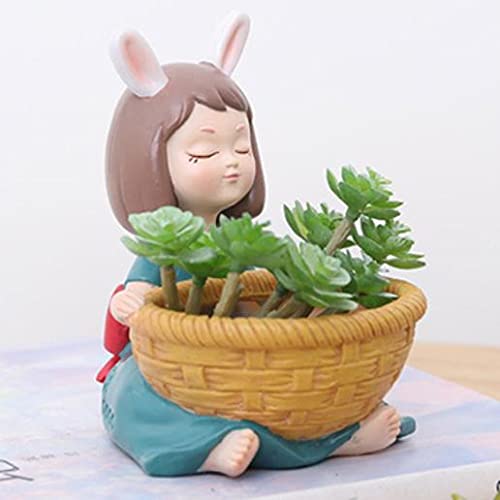Handcrafted Beautiful Cute Dreaming Girl Planter/Flower Pot