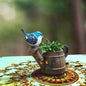 Handcrafted Cute Watering Can With Bird Planter/Flower Pot