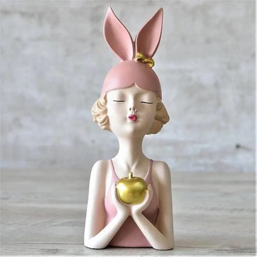 Beautiful Pink Girl Holding Apple