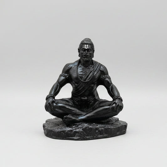 Black Meditating Hanuman Ji Murti