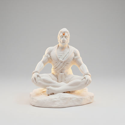 White Meditating Hanuman Ji Murti