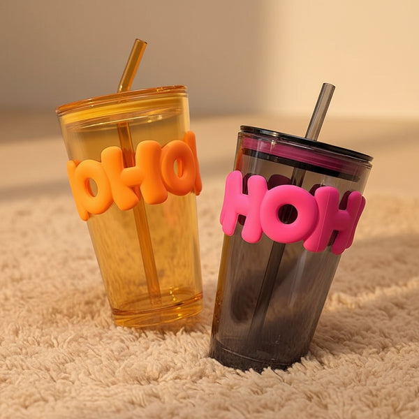 Glass HoHoHoHo Sipper With Lid