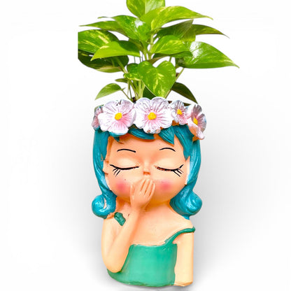 Handcrafted Dreamy Floral Girl Headband Design Planter/Flower Pot