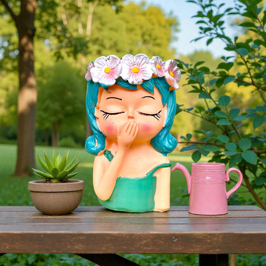 Handcrafted Dreamy Floral Girl Headband Design Planter/Flower Pot