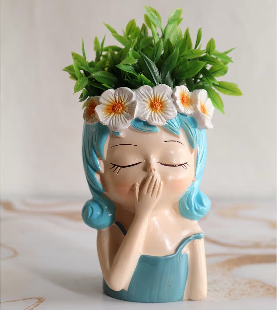 Handcrafted Dreamy Floral Girl Headband Design Planter/Flower Pot