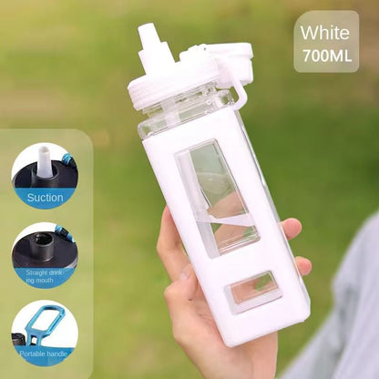 Kawai Sipper Water Bottle With Cartoon Sticker (900 ML)