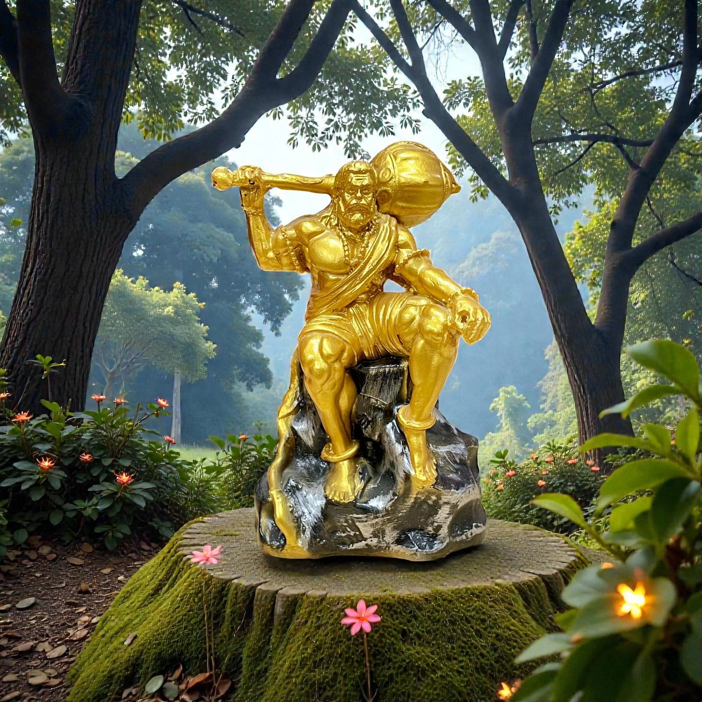 Bahubali Hanuman Sitting on Mountain Idol