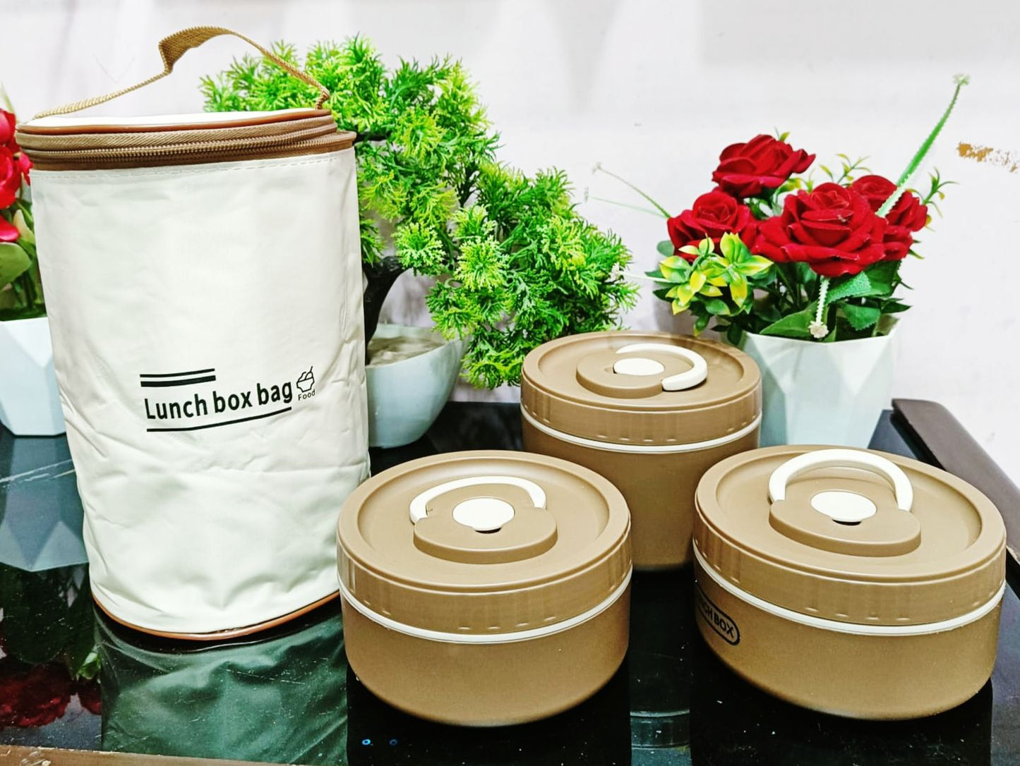 Premium 3 Compartment Stainless Steel Lunch Box With Cover