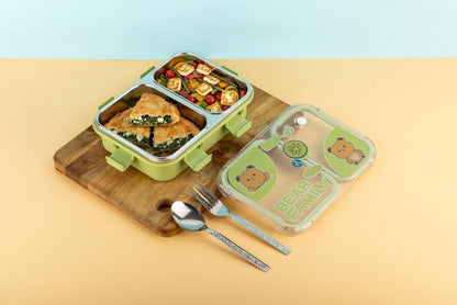 Bear Family 2 Compartment Stainless Steel Lunch Box