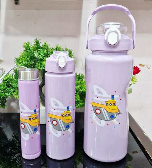 3 Piece Set Printed Water Bottle Bottle (2000+900+300 ML)