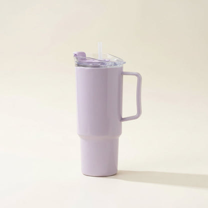 Purple TOONY plastic tumblers with handles, 1800ml capacity, leak-proof design
