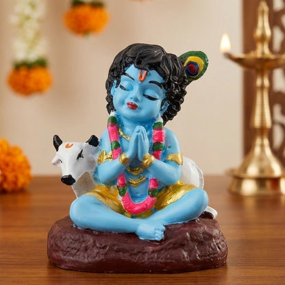 Handcrafted Bal Krishna Ji with Cow Statue