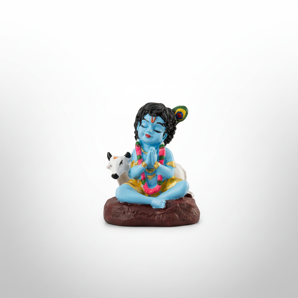 Handcrafted Bal Krishna Ji with Cow Statue