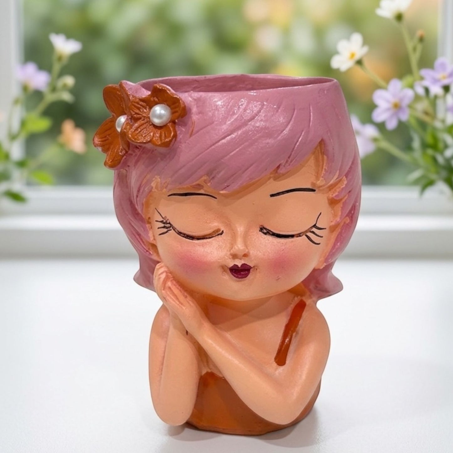 Handcrafted Cute Hair Cut Design Girl Planter
