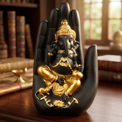 Handcrafted Polyresin Ganesha Palm Decorative Showpiece