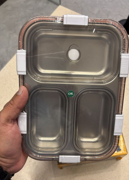 3 Compartment Stainless Steel Leakproof TOKYO Lunc h Box