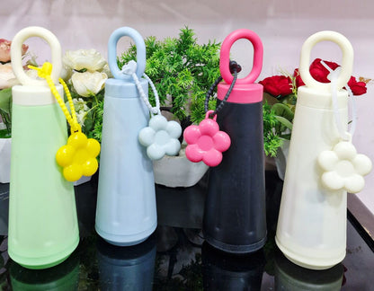 New Flower Design Glass Water Bottle With Stickers (500ml)