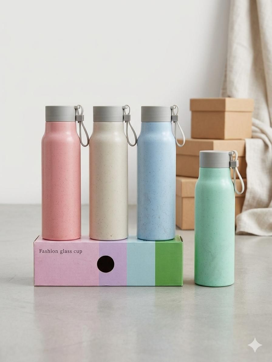 Mix Colour Glass Water Bottle (400ml)