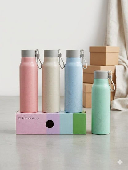 Mix Colour Glass Water Bottle (400ml)