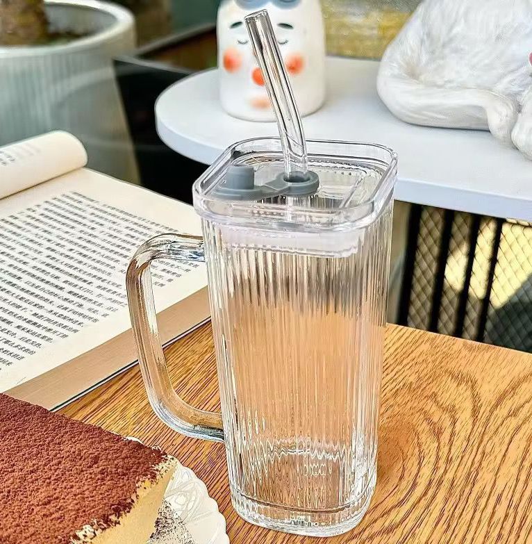 Glass Mug With Straw