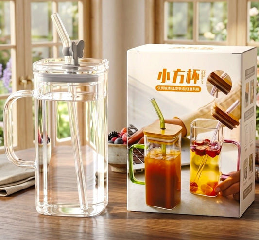 Glass Mug With Straw
