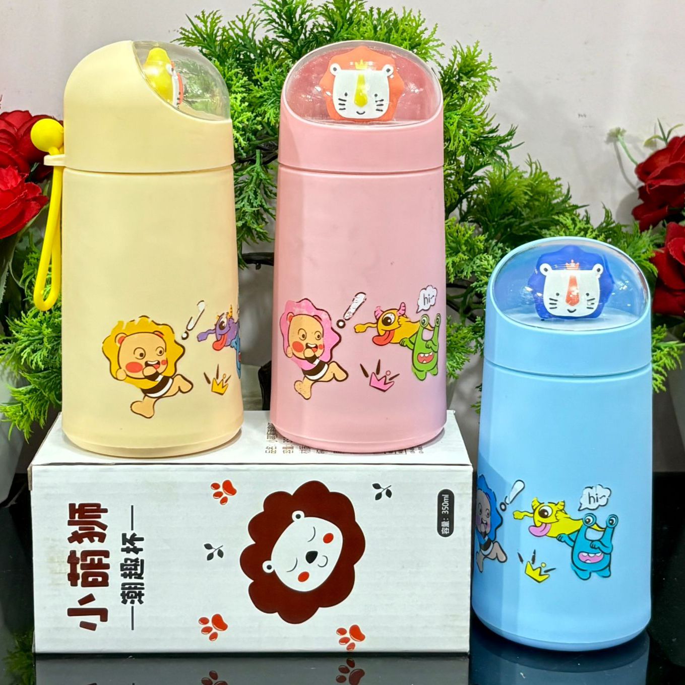 Cute Cartoon Design Glass Water Bottle