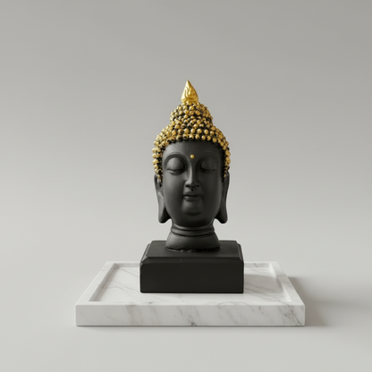 Handcrafted Black & Golden Buddha Base Head Idol