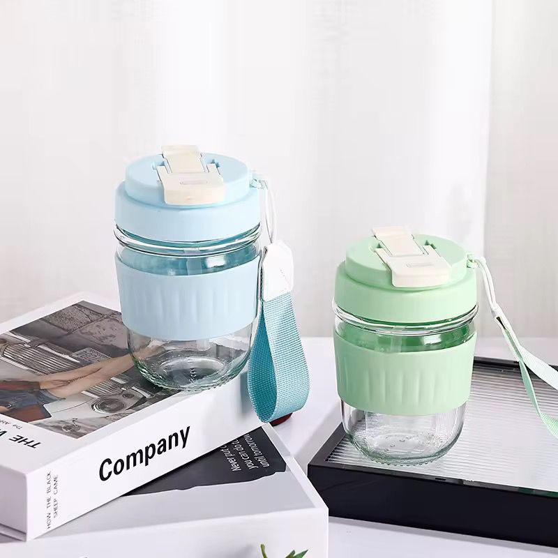 Glass Sipper Bottle With Silicon Grip (350ml)