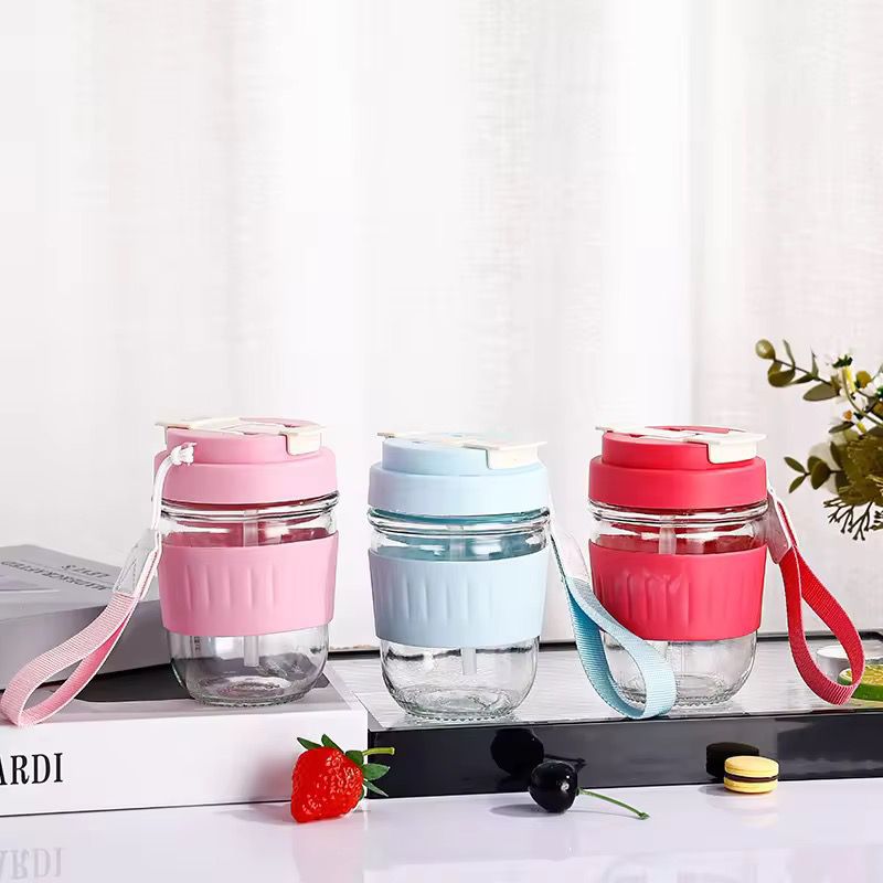 Glass Sipper Bottle With Silicon Grip (350ml)