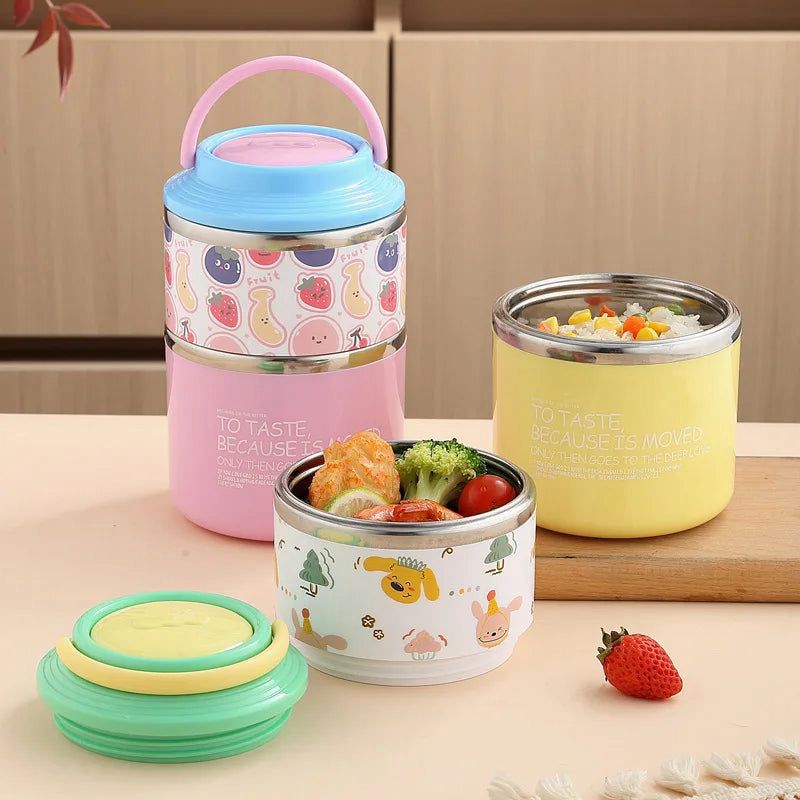 Cute Stainless Steel Double Layer Lunch box (1100ml)