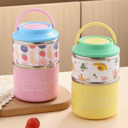 Cute Stainless Steel Double Layer Lunch box (1100ml)