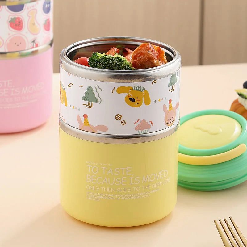 Cute Stainless Steel Double Layer Lunch box (1100ml)