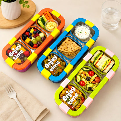 Enjoy Time 3 Compartment Stainless Steel Leakproof Lunch Box