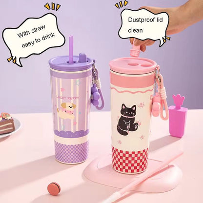 Cute Cartoon Stainless Steel Sipper Bottle (710ml)