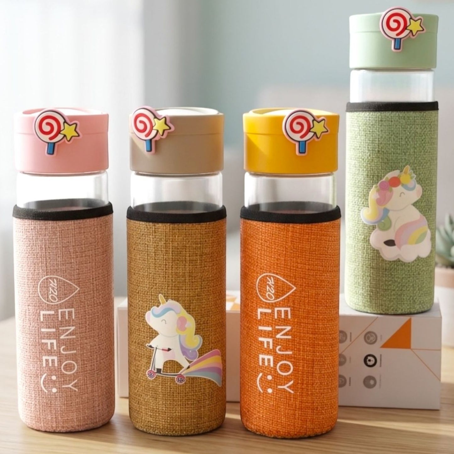 Cute Glass Water Bottle (450ml)
