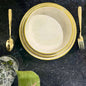 Handcrafted Citron Rim Ceramic Dinnerware Set of 3, Mix Size - 800ml, 600ml, and 500ml | Glossy Finish | Salad, Snack, Pasta Plates | Flat Bowl | Serving Plate | Mix Bowl Plates (Moroccan Yellow)