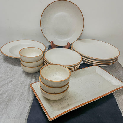 Rustic Speckled Cream Beige Matte Ceramic Plate Set 2 Piece -10 Inch Ceramic Dinner Plates | Microwave & Dishwasher Safe Ceramic Plates for Dinner
