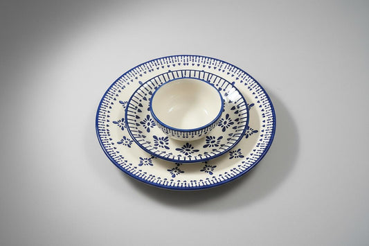 Artisan Blue Floral Ceramic Dinner Set