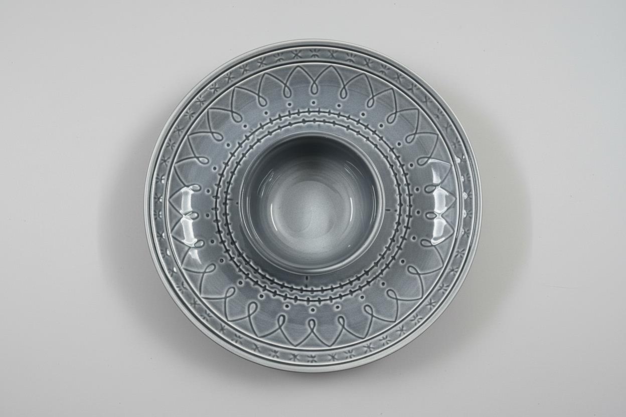 Slate Grey Embossed Ceramic Dinner Set