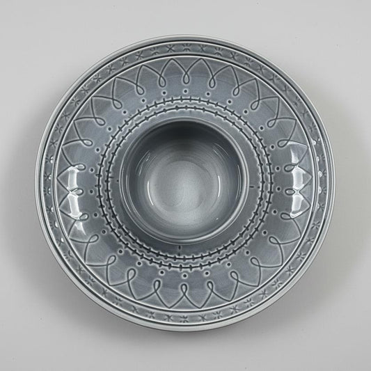 Slate Grey Embossed Ceramic Dinner Set
