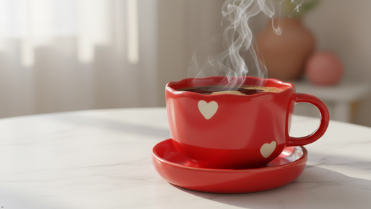 Handpainted Red Heart Ceramic Coffee/Tea Mug - Set of 1 | Pinterest Inspired Gift for Lovers, Friends, Anniversary, Birthdays, Valentines, Boyfriend Girlfriend| Microwave Safe| 350ML