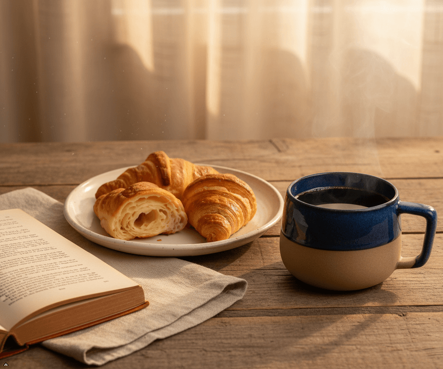 Handcrafted Glossy Blue Beige Ceramic Coffee Mug