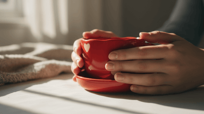 Ceramic Red Heart Coffee/Tea Mug with Saucer