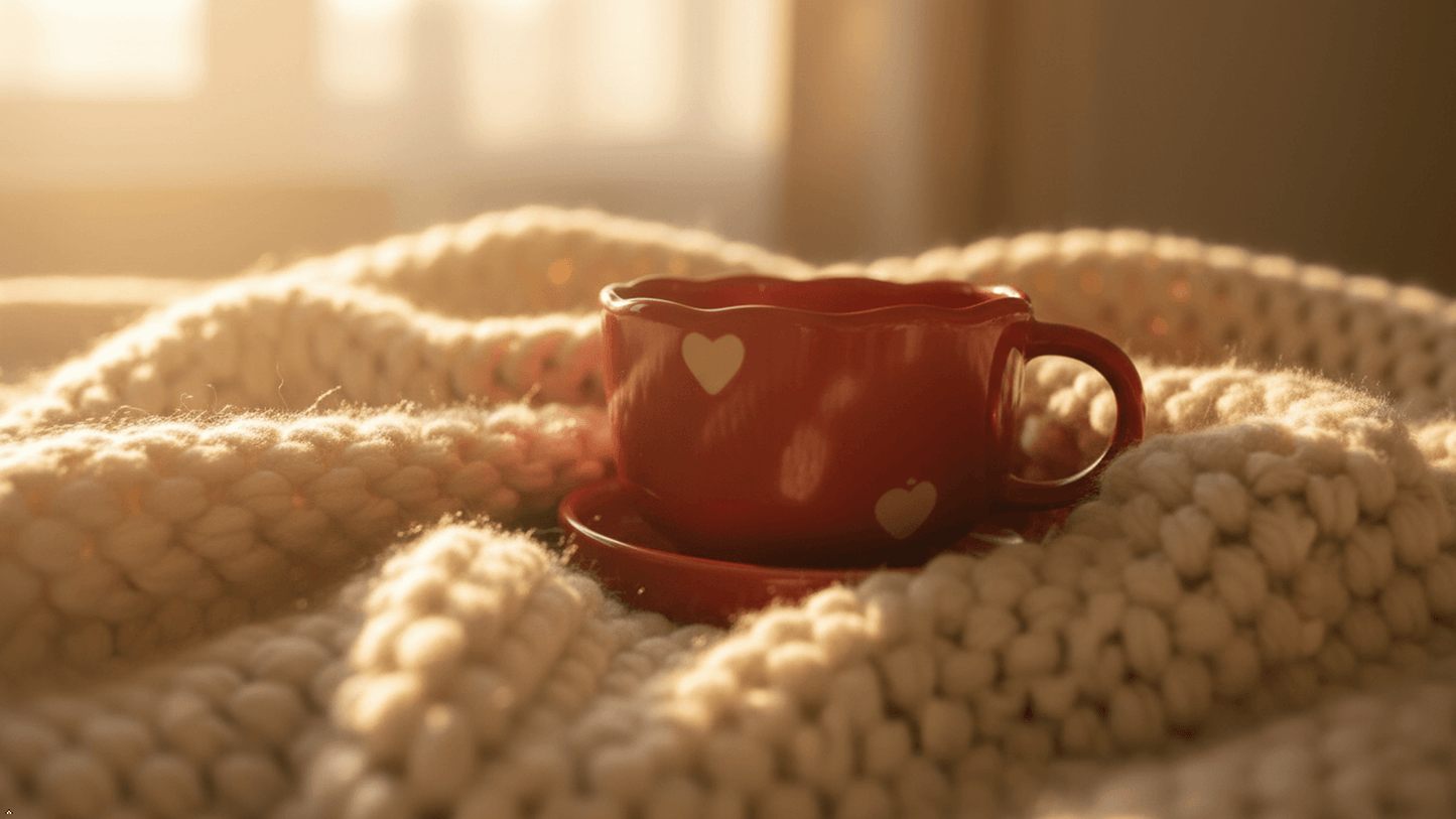 Ceramic Red Heart Coffee/Tea Mug with Saucer