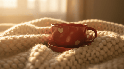 Ceramic Red Heart Coffee/Tea Mug with Saucer