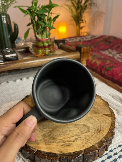 Handcrafted Matte Black Face Mug