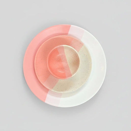 Modern Tri-Tone Ceramic Dinner Set | Microwave & Dishwasher Safe