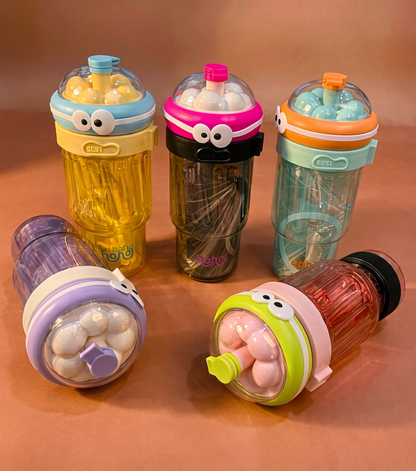 3 Piece Set Cartoon Design Big Mug/Jug With Straw